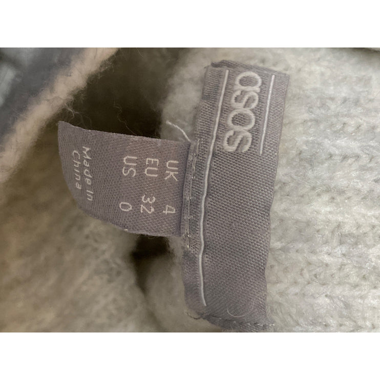 ASOS Women's Gray Long Balloon Sleeve Turtleneck Rib Knit Midi Sweater Dress 0