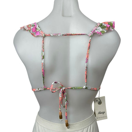 NEW Maaji Multicolor Floral Sleeveless Ruffle Triangle Swimwear Bikini Top Sz XL