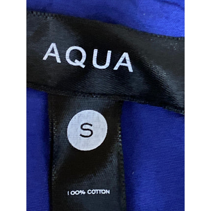 Aqua Women's Blue Ruffle Sleeve V Neck Tie Knot Ruched Peplum Blouse Top Size S