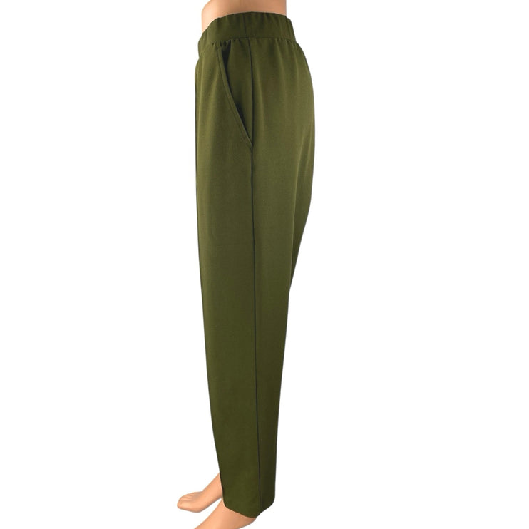 Ann Taylor LOFT Women's Green Straight Wide Leg High Waist Trousers Dress Pants S
