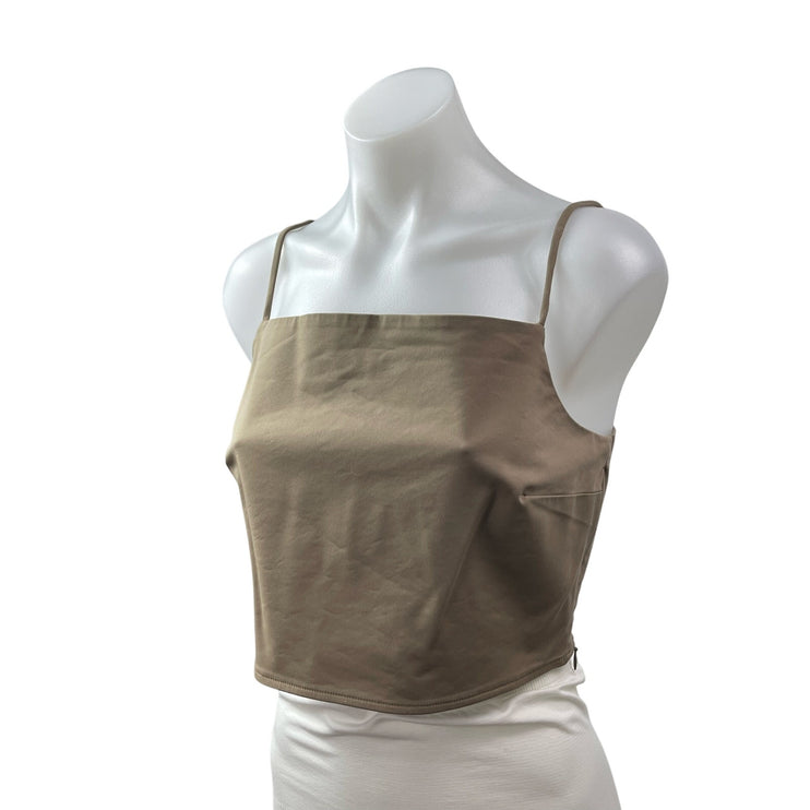 & Other Stories Women's Olive Green Sleeveless Square Neck Cami Tank Crop Top 8
