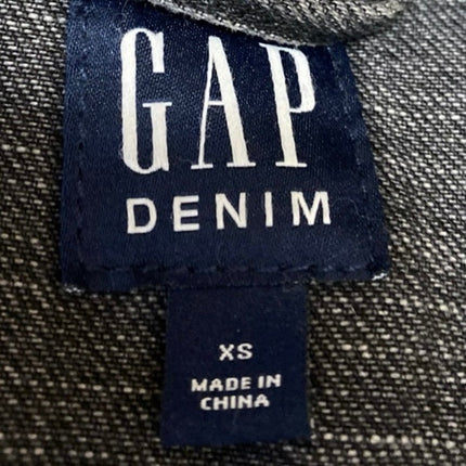 GAP Women's Black Washed Long Sleeve Button Down Pockets Denim Jean Jacket Sz XS