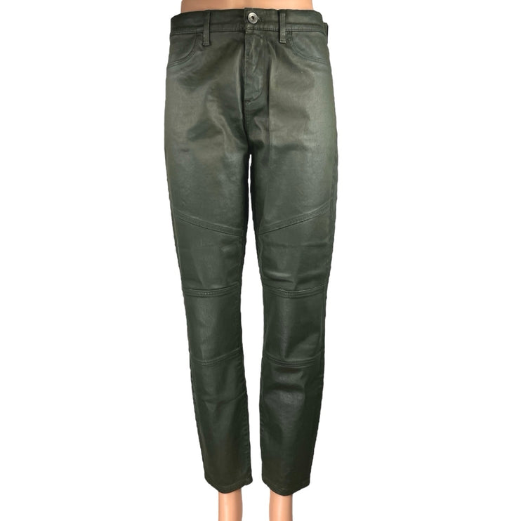 Banana Republic Black Faux Vegan Leather Skinny Mid Rise Trousers Pants Size 29