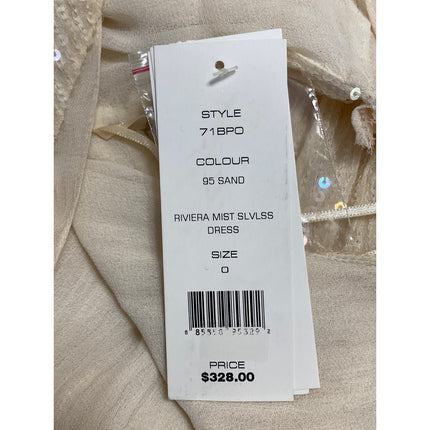 NEW French Connection Riviera Mist Cream Sequin Sleeveless A-line Midi Dress 0