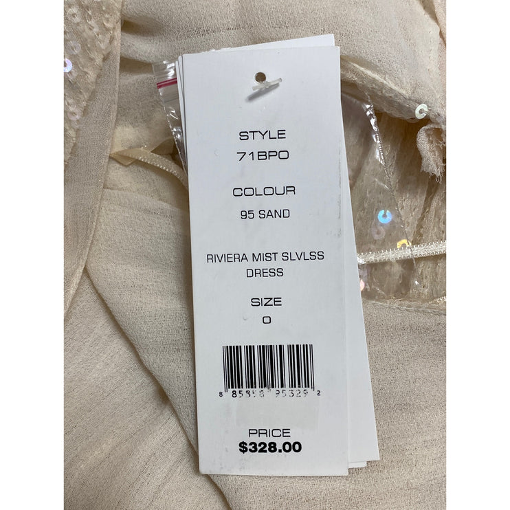 NEW French Connection Riviera Mist Cream Sequin Sleeveless A-line Midi Dress 0