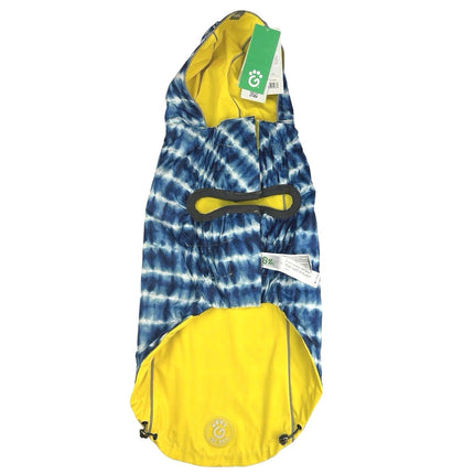 GF Pet NWT Reversible Elasto-Fit Yellow & Blue Tie Dye Print Dog Raincoat Sz XL