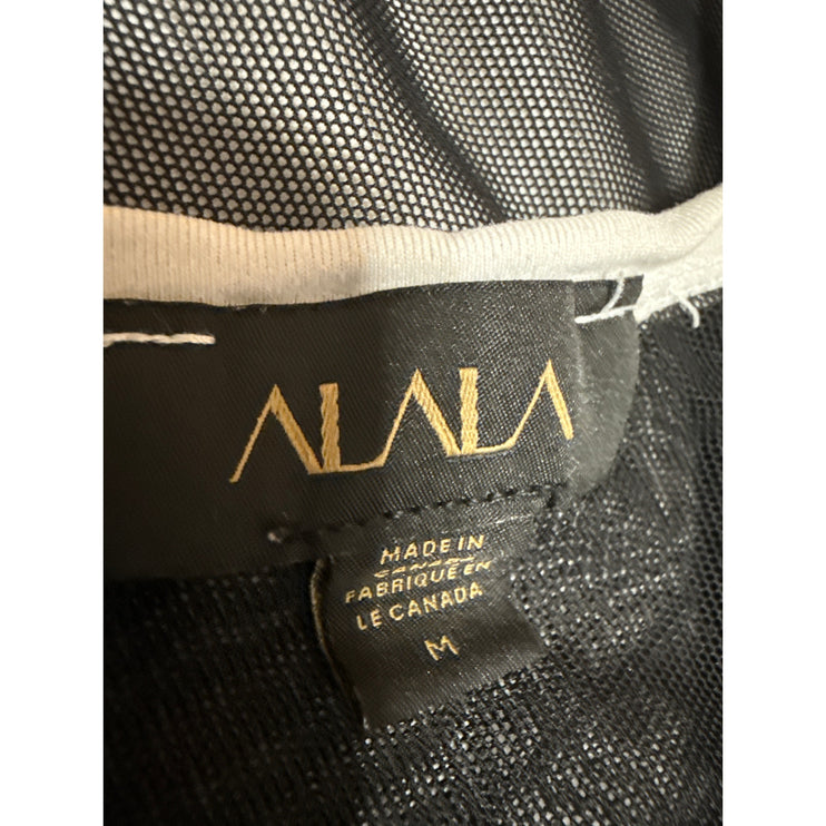 Alala White Black Mesh Sheer Back Sleeveless Workout Athletic Tank Top Size M