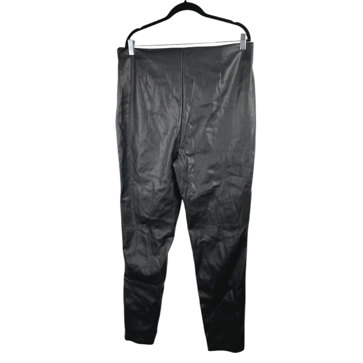 ASOS Design Black Faux Vegan Leather Skinny High Waist Trousers Pants Size 14