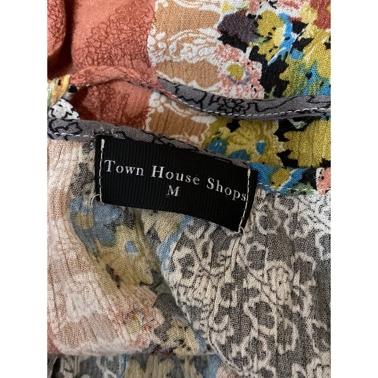 Town House Shops Multicolor Cold Shoulder Floral Patchwork Mini Dress Size M