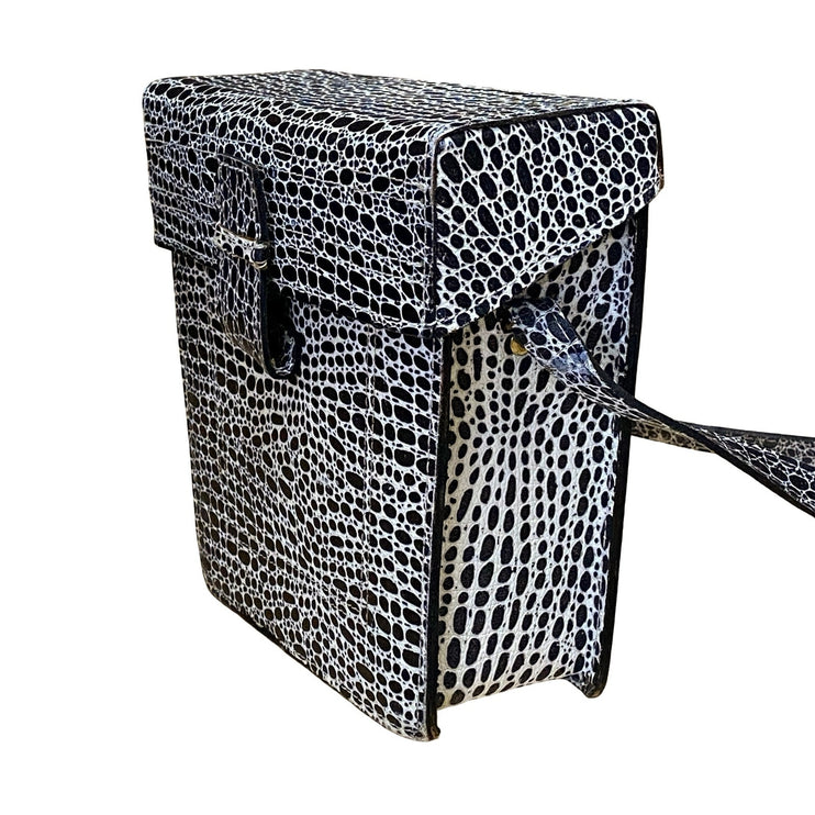 Mundi Women's Black White Snakeskin Animal Print Leather Crossbody Handbag OS