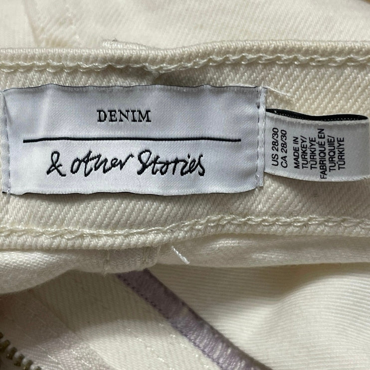 & Other Stories Women's Cream High Waisted Straight Leg Denim Jeans Size 28