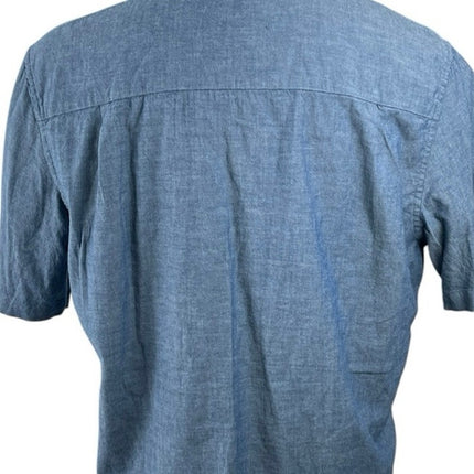 George Men's Blue Collared Short Sleeve Chest Pocket Button Down Shirt Top Sz L