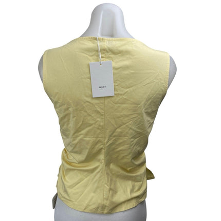 NEW Elodie Women's Yellow Sleeveless Cowl Neck Ruched Crop Tank Blouse Top Sz M