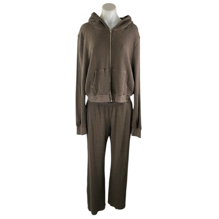 Set Active Women's Brown Zip Up Hoodie & Trousers Pants Activewear Set Size XL