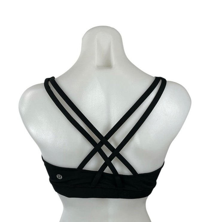 Lululemon Women's Black Strappy Yoga Workout Athletic Sports Bra Crop Top Size S