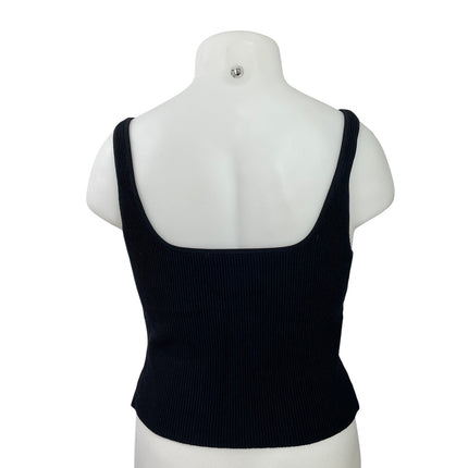 Aritzia Babaton Womens Black Sleeveless Sculpt Knit Square Neck Crop Tank Top XL