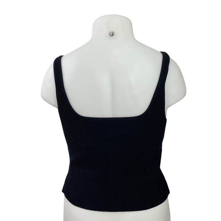Aritzia Babaton Womens Black Sleeveless Sculpt Knit Square Neck Crop Tank Top XL