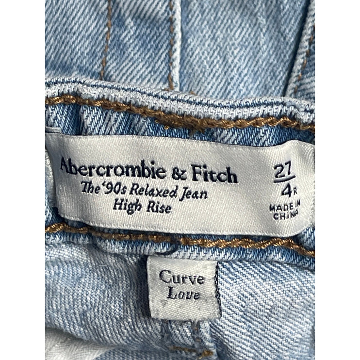 Abercrombie & Fitch 90's Relaxed Blue Distressed Wide Leg Denim Jeans Pants 27