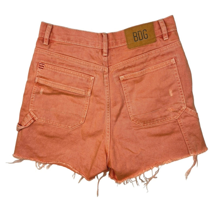 Urban Outfitters BDG Women's Orange High Rise Cut Off Carpenter Shorts Size 28