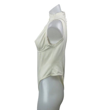 FUMI Women's Cream Mock Neck Sleeveless Bustier Thong Bodysuit Top Size XL