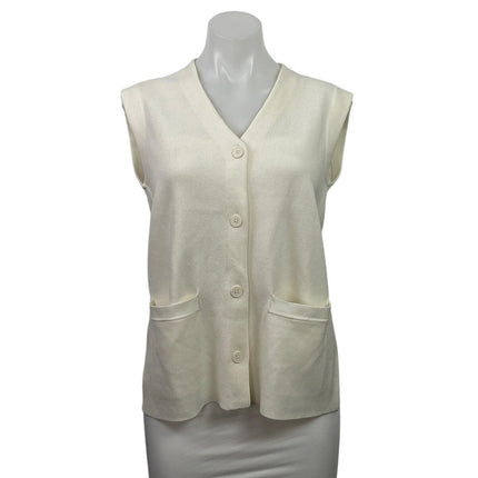 Oak + Fort Cream Ivory Sleeveless V Neck Button Down Vest Cardigan Sweater XXS