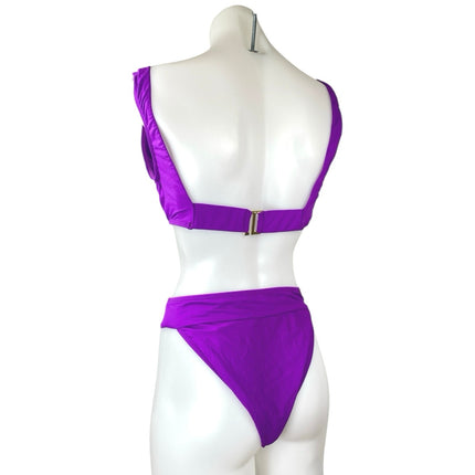 Agua De Coco Puple Square Neck Two Piece Beach Swimsuit Swimwear Bikini Set M