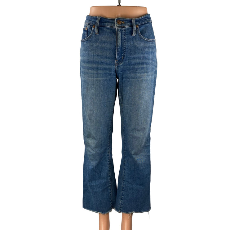 Madewell Mid Rise Kick Out Women's Blue Ankle Flared Bootcut Denim Jeans Size 28