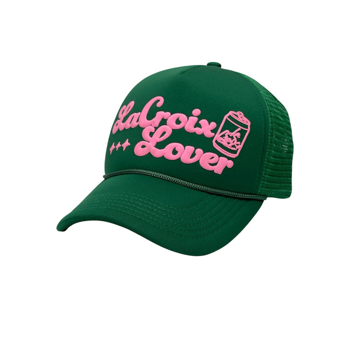 LaCroix Lover Green Embroidered Mesh Back Snap Back Trucker Cap Hat One Size