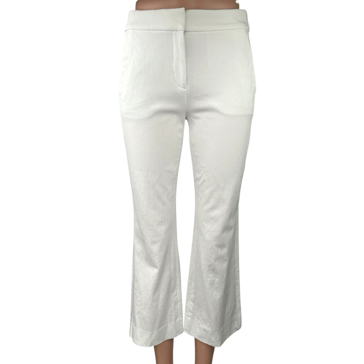 J.Crew Women's White Mid Rise Stretch Cropped Bootcut Flared Casual Pants Sz 00