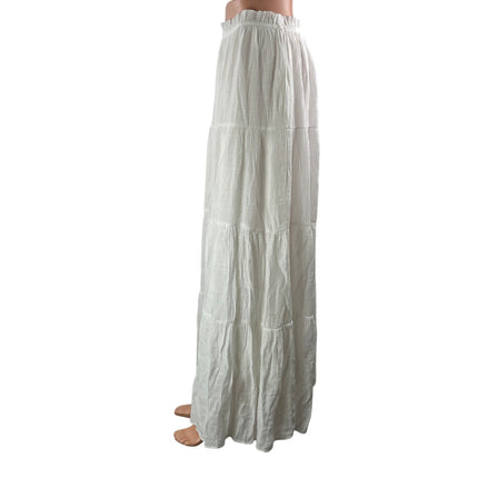 Princess Polly White High Waisted Ruffle Boho Tiered A Line Maxi Skirt Size 10