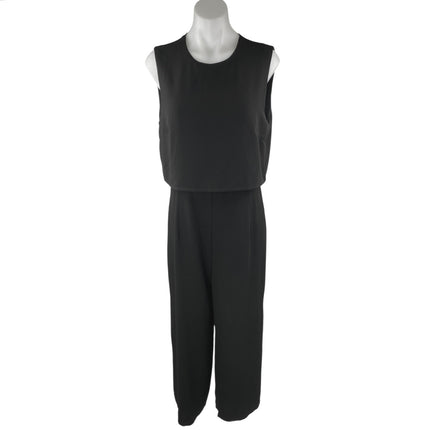 Lulus Women's Black Sleeveless Split Back Straight Wide Leg Romper Jumpsuit Sz L