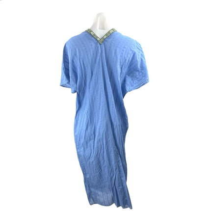 Zara Women's Blue Beaded Short Sleeve Summer Beach Maxi Tunic Kaftan Dress XS