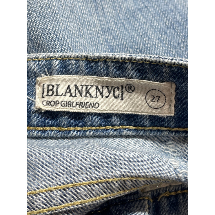 Blank NYC Women's Blue Studded Distressed Straight Leg Girlfriend Denim Jeans 27
