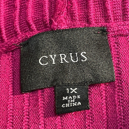 NEW Cyrus Women's Pink Long Sleeve Ribbed Mock Neck Pullover Sweater Size 1X