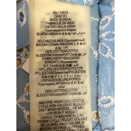 BCBGeneration Blue Ruffle Sleeve Embroidered Floral Eyelet Blouse Crop Top Sz M