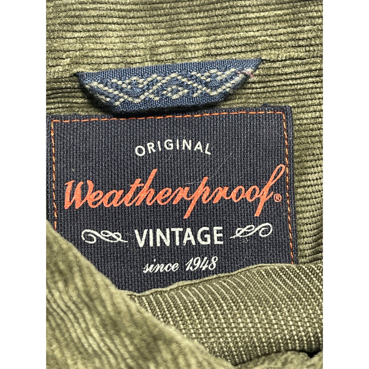 Weatherproof Men's Green Corduroy Collared Long Sleeve Button Down Shirt Top M