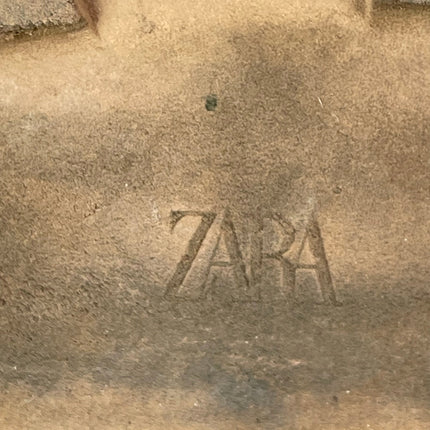 ZARA Womens Brown Suede Side Gore Chunky Sole Round Toe Ankle Chelsea Boots 10.5