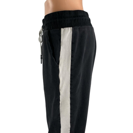 Yidarton Womens Black Striped Trim Drawstring Athletic Jogger Sweat Pants Size M