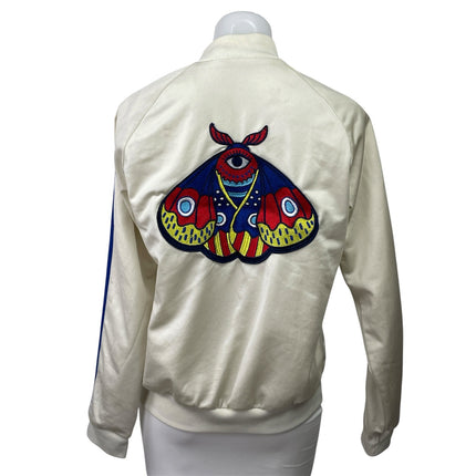Adidas Originals White Embellished Arts SST Butterfly Zip Up Track Jacket Sz M