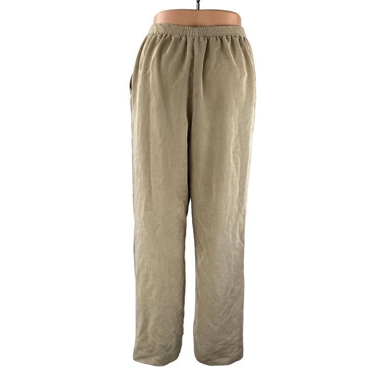 Alfred Dunner Women's Beige Corduroy High Rise Palazzo Wide Leg Trousers Pants 8