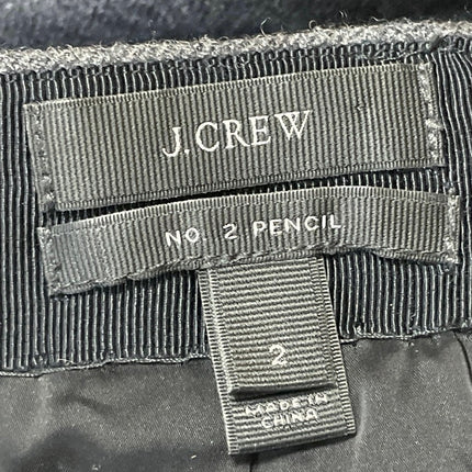 J.Crew No. 2 Dark Gray 100% Wool High Waisted Career Mini Pencil Skirt Size 2