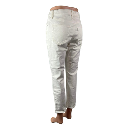 Uniqlo Women's White Mid Rise Straight Tapered Ankle Denim Jeans Pants Size 25