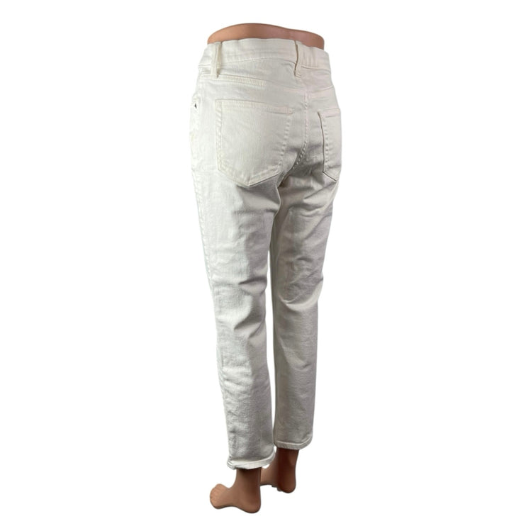 Uniqlo Women's White Mid Rise Straight Tapered Ankle Denim Jeans Pants Size 25