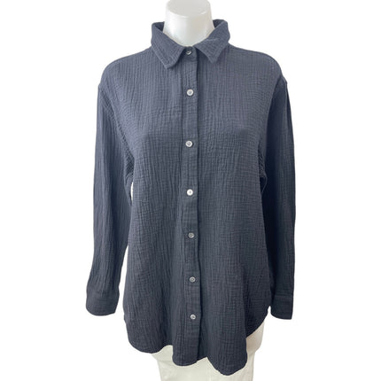 Aritzia Wilfred Free Womens Blue Gray Collar Long Sleeve Button Down Shirt Top M