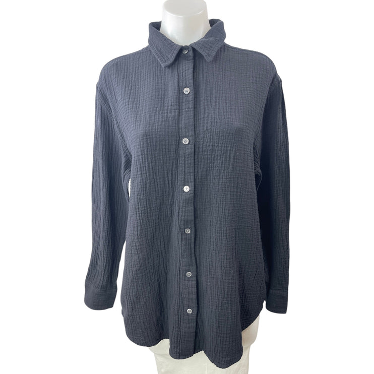 Aritzia Wilfred Free Womens Blue Gray Collar Long Sleeve Button Down Shirt Top M