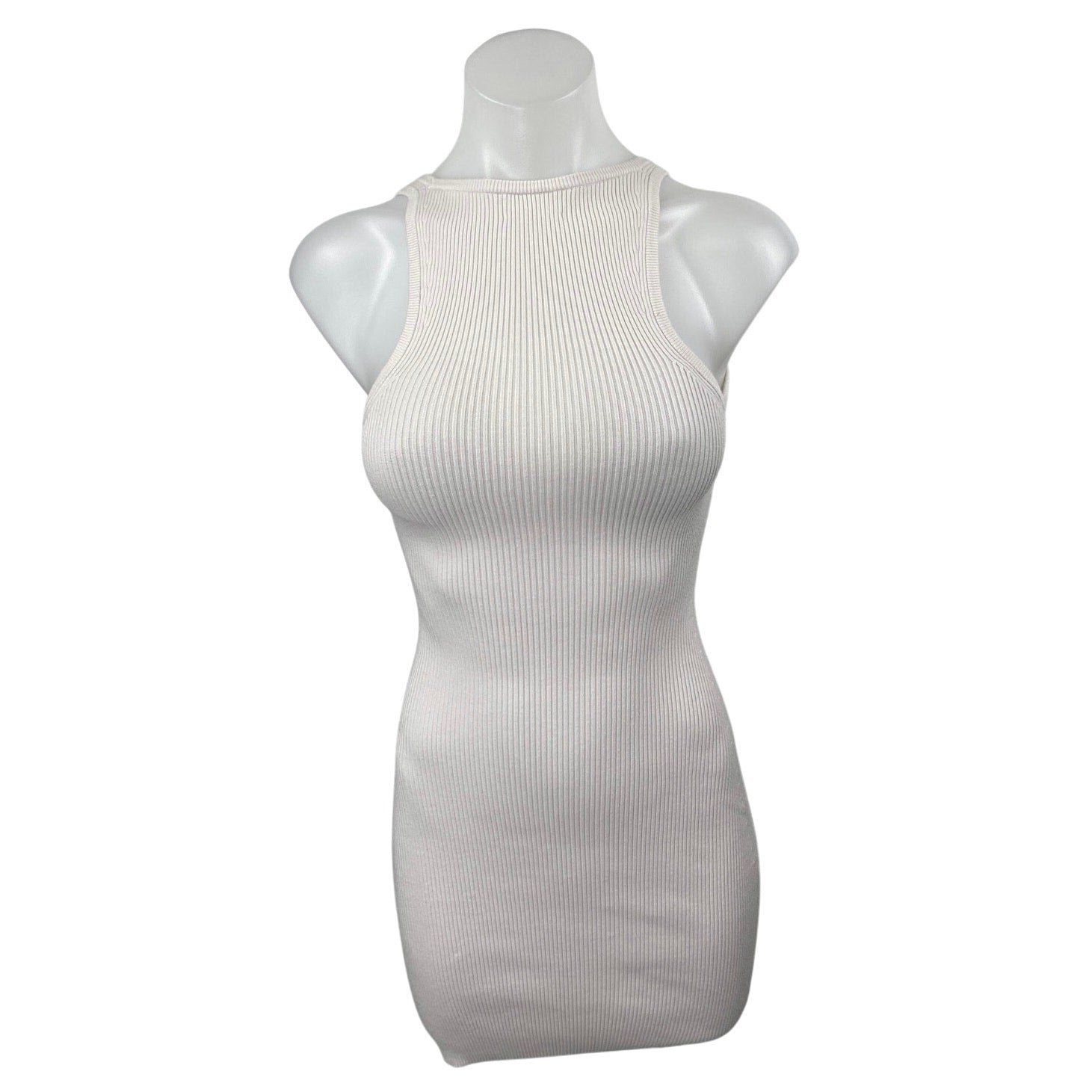 Aritzia Wilfred Free Ivory Cream Sleeveless Ribbed Knit Sculpt Bodycon Dress XXS
