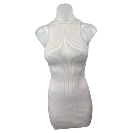 Aritzia Wilfred Free Ivory Cream Sleeveless Ribbed Knit Sculpt Bodycon Dress XXS