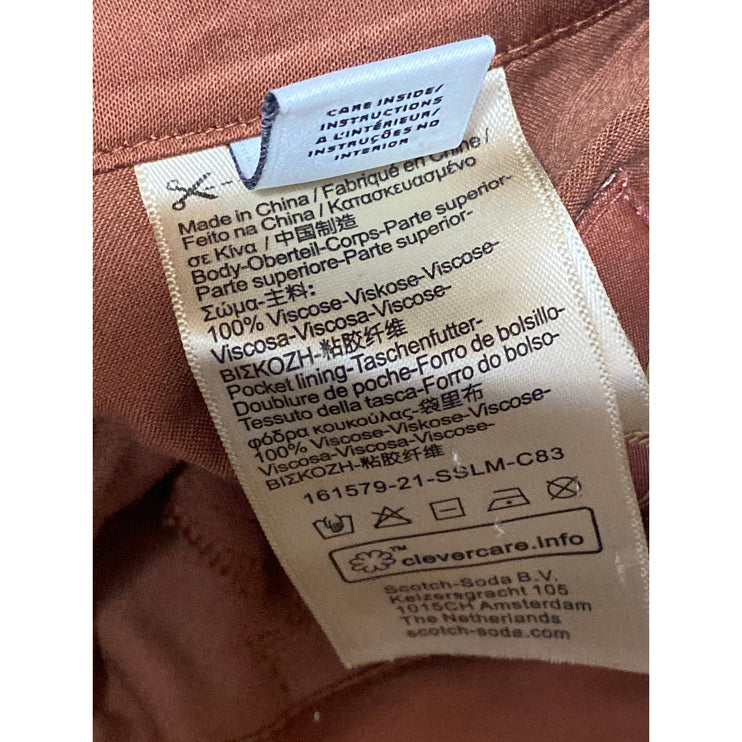 Scotch & Soda Women's Brown High Rise Elastic Waist Wide Leg Trousers Pants Sz M