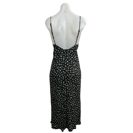 Urban Outfitters Ramona Black Floral Sleeveless Midi Cami Tank A-Line Dress XS