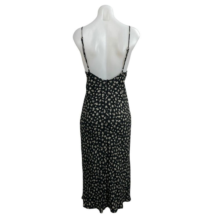 Urban Outfitters Ramona Black Floral Sleeveless Midi Cami Tank A-Line Dress XS